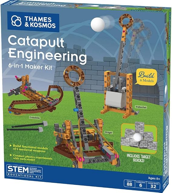 Thames & Kosmos Catapult Engineering Kit | Build 6 Medieval Machines | STEM Toy for Kids Age 8+ | Learn Mechanical Physics & Engineering | Safe Foam Balls & Soft-Tipped Projectiles