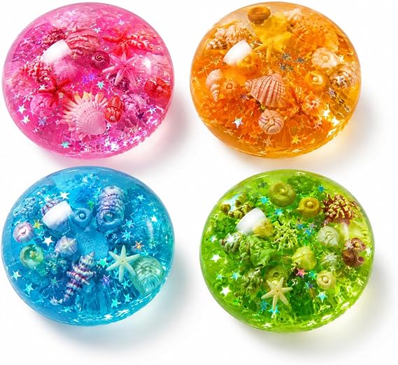 4 PCS Ice Cube Squishy, Taba Squishy Cube for Stress Relief and Focus Enhancement, Portable Ocean Themed Desk Decor for Office and School Use