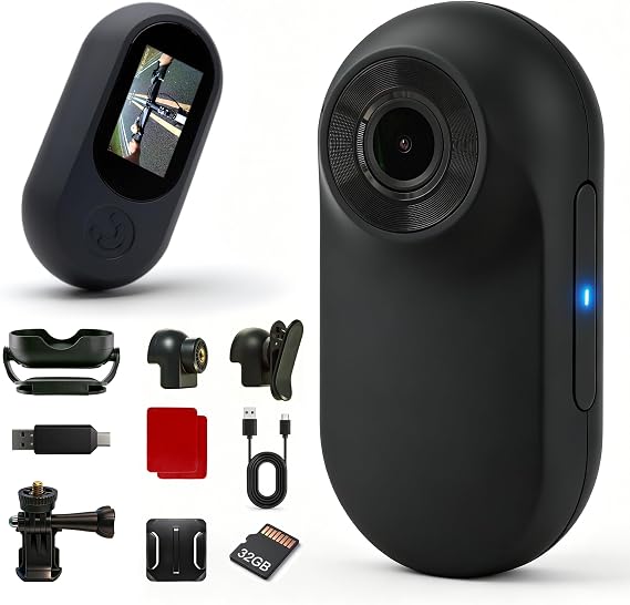 Mini Body Camera with 32GB, Thumb Size Mini Body Cam, Wearable Body Cameras with Audio and Video Recording, Hands-Free POV Portable Action Camera for Walking, Fishing, Travel(Black)