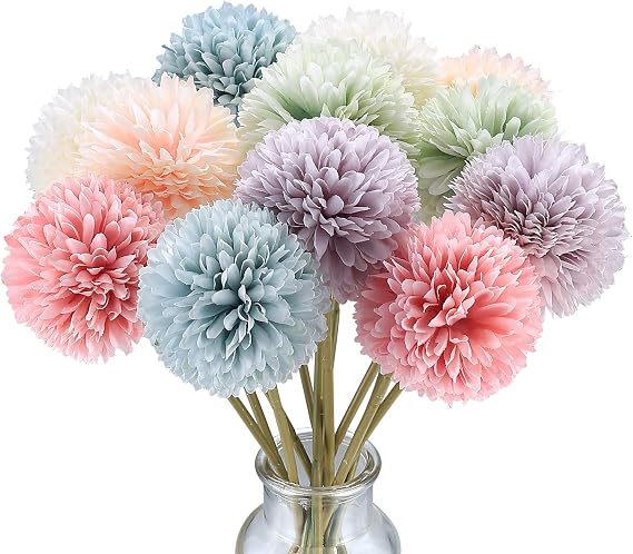 12 Pcs Artificial Hydrangea Bouquet, Silk Flowers