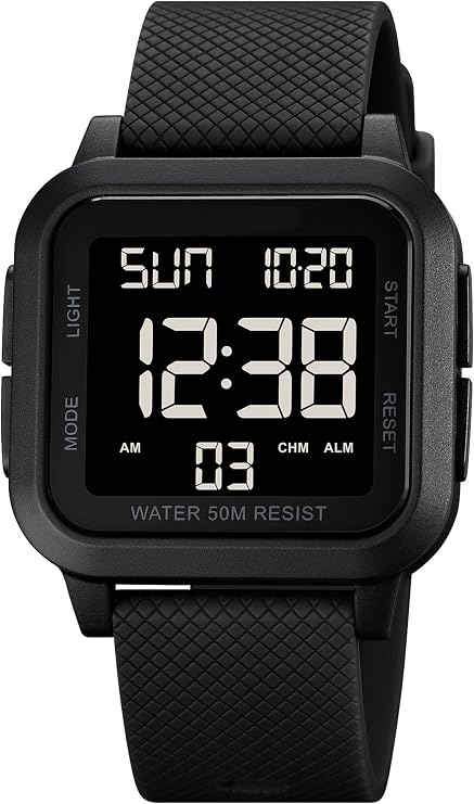 Men's Digital Square Digital Watch with Large Numbers