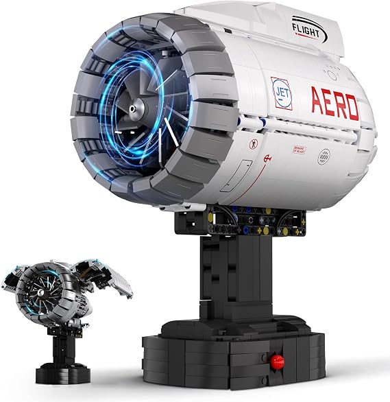 Aircraft Engine Building Blocks Set for Adult Boys (1813 Piece) - Electric Engine Model with Motor That Works, STEM Mechanic Engineering Building Toy, Gifts for Building Blocks Lover