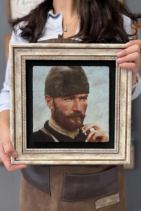 Oscar Stone Decor Çerçeveli Tablo Taş Duvar Dekoru 30 X 30 Cm Mustafa Kemal Atatürk Sakallı