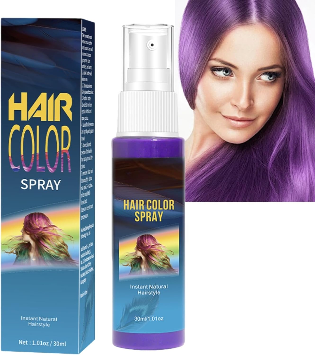 Temporary Hair Colour Spray for Women and Men,Semi Permanent Hair Dye,Coloured Hair S/pray,Quick Coloring,Long Lasting,Washable Hair D/ye,Hair Spray for Women, Mens Hair Dye,Quick Coloring(Purple)
