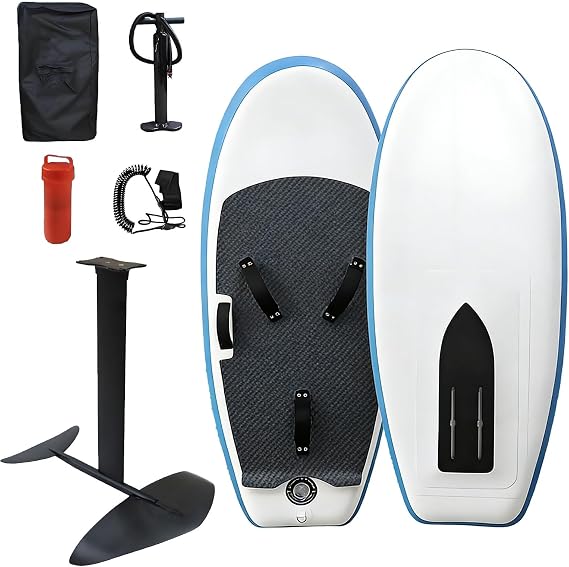 Inflatable Hydrofoil Surfboard with Pump and Backpack for Smooth Foiling Surfing