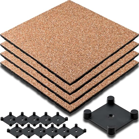 Gym Training Rubber Mat Fitness Rubber Floor 23.6 x 23.6 inches 50 x 50 cm, 0.8 inch 2 cm Thick, 1 Square Meter, Wood Color