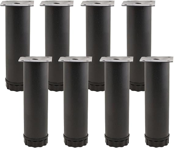 Badem10 8 ADET Mobilya Kanepe Baza Koltuk Metal Destek Ayağı Ayarlanabilir 15 cm Siyah Metal Yükseltici Ayak