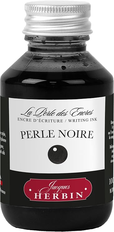 Jacques Herbin 17009T - Writing Ink Bottle 100ml - Fountain pens, Roller pens - Perle Noire - Painting - Drawing - Calligraphy - Creative - Arts & Crafts
