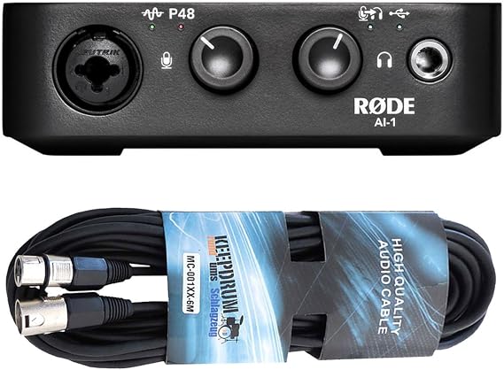 Rode AI-1 USB Audio Interface + Keepdrum XLR Cable 6 m