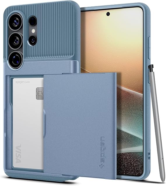 Spigen Galaxy S26 Ultra ile Uyumlu Kılıf Slim Armor CS Kartlıklı Çift Katmanlı Zırh Koruma Mavi Kapak - ACS11225 (Spigen TR Garantili)