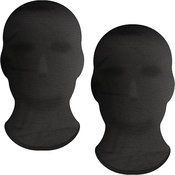 Funmo 2PCS Black Full Face Mask, Halloween Full Face Cover Spandex Mask Zentai Hood mask, Full Head Cover Mask Faceless for Halloween Party Costume Unisex Men Adult Women