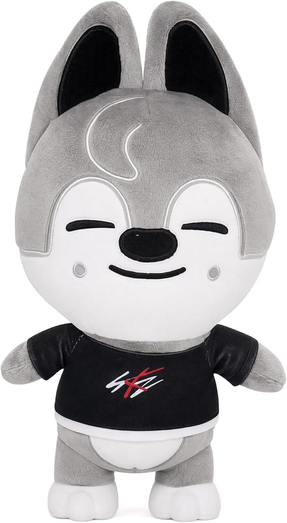 Skzoo Plush, 25cm Stray Kids Skzoo Plush Grey Wolf Stuffed Animal, Cute Plush Toy for Fan Collections and Gifts (WolfCan)