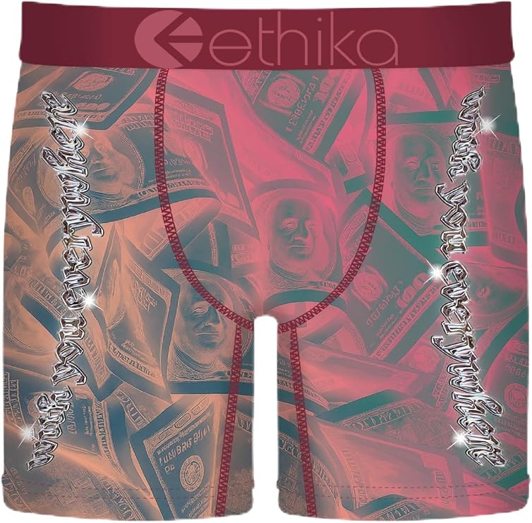 Ethika Men's Mid Boxer Brief, Extended Length, 4-Way Stretch with Signature Waistband - Never Alone