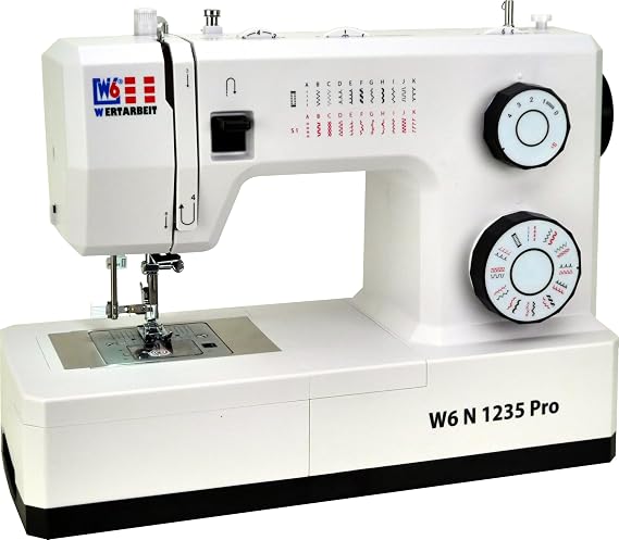 W6 Sewing Machine N 1235 Pro with 24 Programmes Free Arm Automatic Threader Overhead Spool Circumferential Gripper Automatic Buttonhole Sewing Jeans 100 Watt Servo Motor