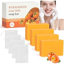 AOOWU Persimmon Soap Bar, 4Pcs Persimmon Deodorant Soaps Bar, Natural Hand & Body Soaps for Men Women, Natural Bar Soap, Skin Nourishing, Deep Cleaning, Removes Odors