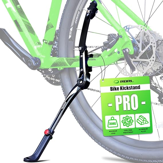 RBRL New Alloy Adjustable Bike Kickstand,Height Adjustable Bike Stand For Bike 24-29 Inches,Bicyle Stand For Mountain Bike/Road Bike
