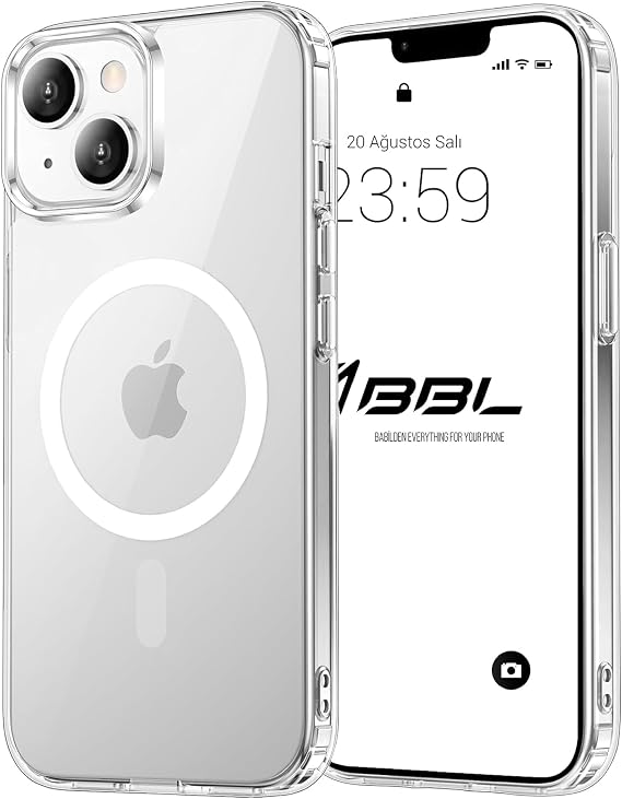 Babilden iPhone 12/13 Mini İçin Kılıf Kamera Korumalı Magsafe İle Uyumlu Kablosuz Şarj Özellikli Şeffaf Telefon Kılıfı