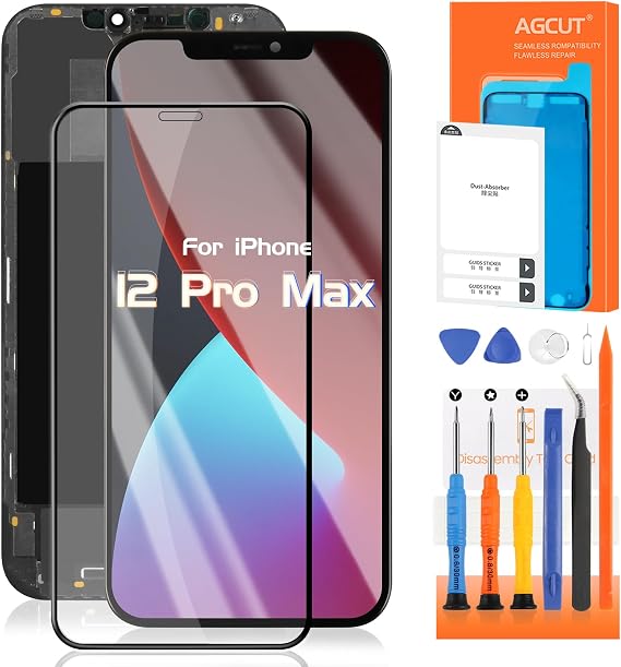 AGCUT Screen Replacement for iPhone 12 Pro Max LCD Display for iPhone 12 Pro Max A2411 A2342 A2410 A2412 6,7 Inch LCD Screen 3D Touch Digitizer Touchscreen Assembly with Repair Tools, Black Incell