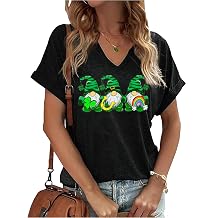 LANMERTREE Women's St.Patrick's Day V Neck Shirt Women Irish Shamrock Tees Clover Graphic Short Sleeve Tops for Women