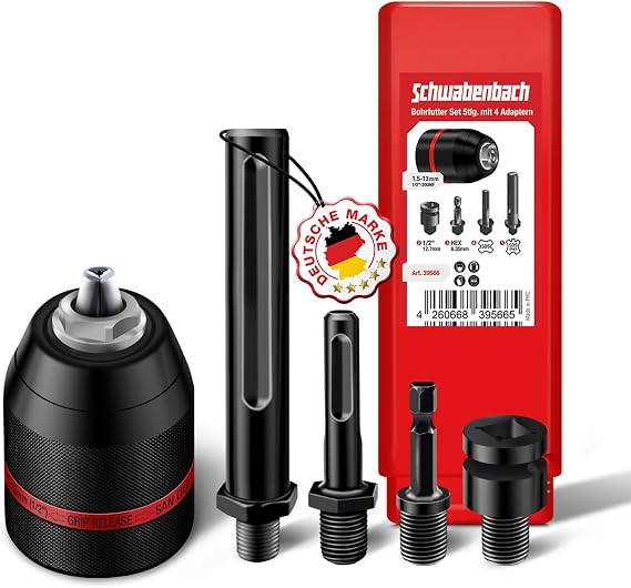 SCHWABENBACH Keyless Chuck Complete Set 5-Piece 1.5-13 mm 1/2-20UNF