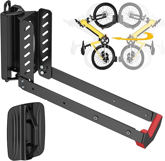 Mimoke Adjustable Space Saving Bicycle Wall Mount Easy Lifting Design with Folding Arm and Swivel Function (1 Pack)