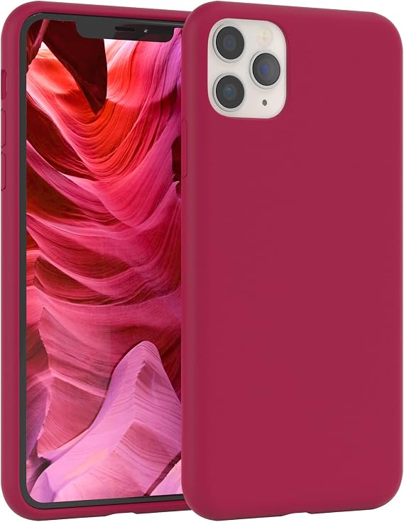EAZY CASE Premium Silicone Mobile Phone Case Compatible with iPhone 11 Pro Max Slim Cover with Camera Protection and Inner Lining Silicone Case Protective Case Bumper Mobile Phone Case Case Soft Case Berry
