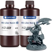 ANYCUBIC Upgraded ABS-Like Resin 2.0, 3D Printer Resin with High Toughness, More Precise Details, Low Odor, Wide Compatibility for All LCD 3D Printers(HD Grey, 2kg)