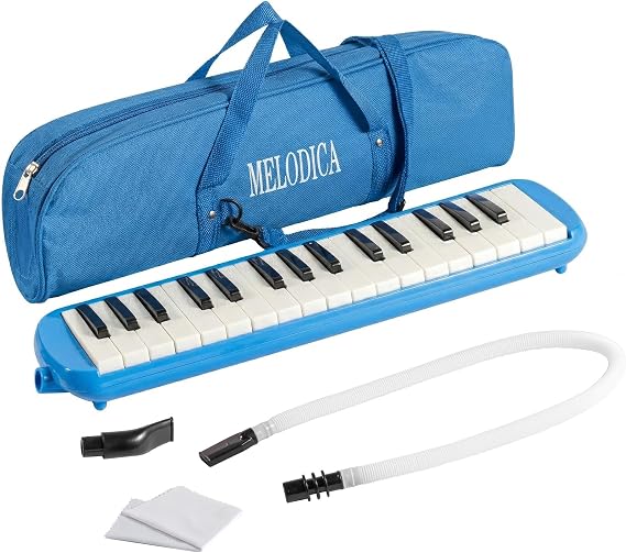 32 Key Melodica Soprano Air Piano Keyboard with Carry Bag Blue