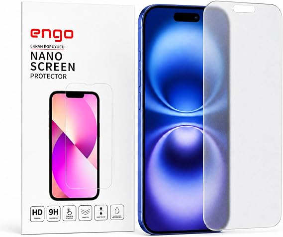 Engo Apple iPhone 16e İle Uyumlu Mat Ekran Koruyucu Parmak İzi Bırakmaz Parlama Önleyici Dayanıklı Esnek Yapılı Kırılmaz 9h Nano Cam Koruma 6.1 Inç