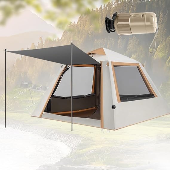 FORRTY Automatic Inflatable Tent Dome Camping Tent Level 7 Windproof,Suitable For 5-8 People,UPF50+ Sun Protection,Level 4 Rain Cover,Portable Storage,No Installation Required(Automatic+black,M)