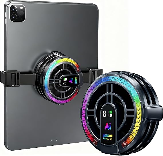 Tablet Cooler 4 Cooling Modes Magnetic Mobile Phone Cooler Laptop Cooler Fast Cooling Process Prevent Overheating Universal Radiator for Mobile Phone/Tablet/iPad for Mobile Gaming Tiktok Live Streaming
