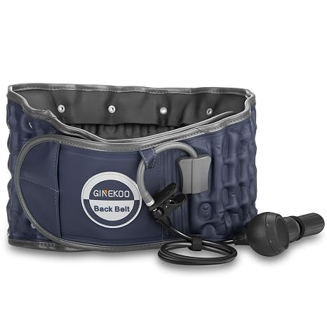 Inflatable Decompression Belt for Lumbar Support, Navy Blue