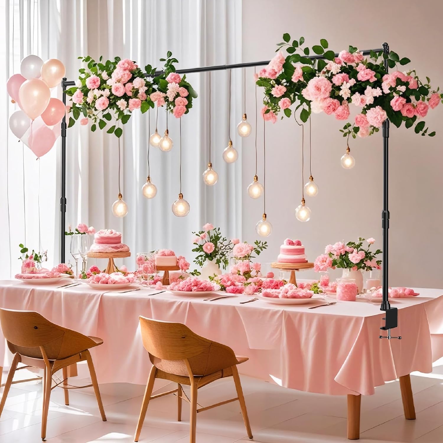 EMART Adjustable Over The Table Rod Stand, 50-94" Length, Balloon Flower Arch Frame for Birthday, Wedding, Party, Christmas,Anniversary Decorating