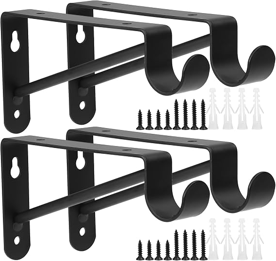 Small Shelf and Rod Brackets, 4 Pcs Closet Shelf & Rod Brackets Wall Mounted 5.9 inches, Heavy Duty Closet Shelf Bracket with Rod Holder, Closets Shelves Support Bracket with Screws