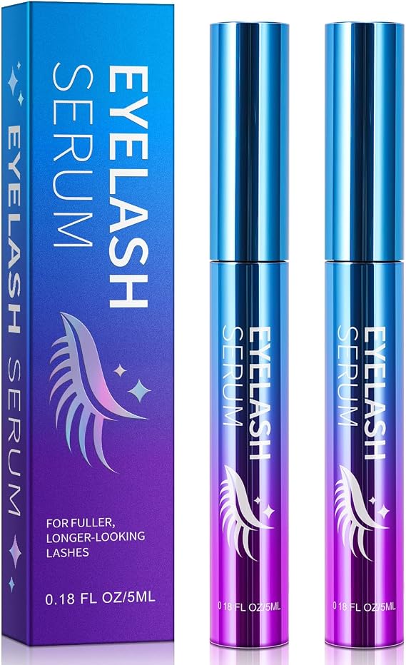 Eyelash Growth Serum, 2 Pack Advanced Lash Formula - Promotes Longer, Fuller and Thicker Lashes in a Month (5ml)