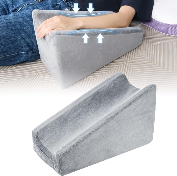 Ergonomic Arm Elevation Pillow, Arm Wedge Pillows For Adults Soft Foam Elbow Support Pillow With Washable Cover For Post-Surgery Recovery, Bed Sore Relief & Sleeping (grey)