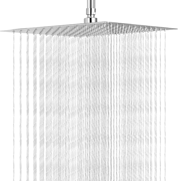 8 Inch Square Rainfall Shower Head with Angle Adjustment