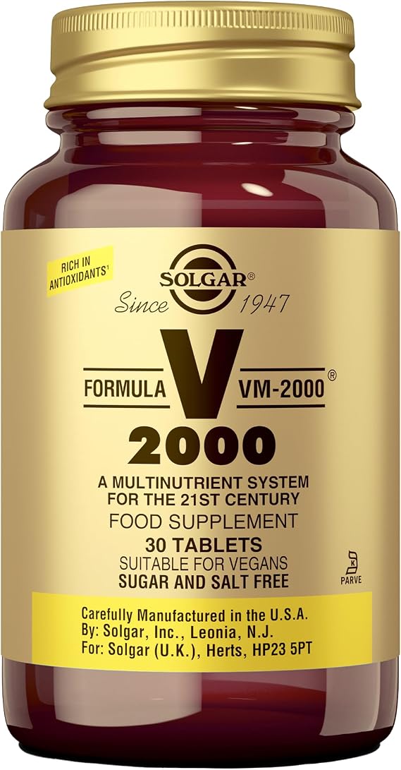 Solgar VM-2000 Formula | 32 Vitamins & Minerals | 30 Capsules