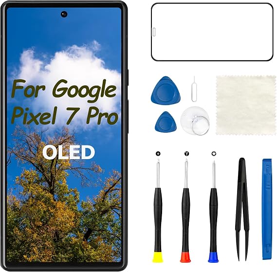 Google Pixel 7 Pro LCD 3Dディスプレイデジタイザータッチアセンブリ用OLEDスクリーン交換用 修理ツール付き GP4BC GE2AE