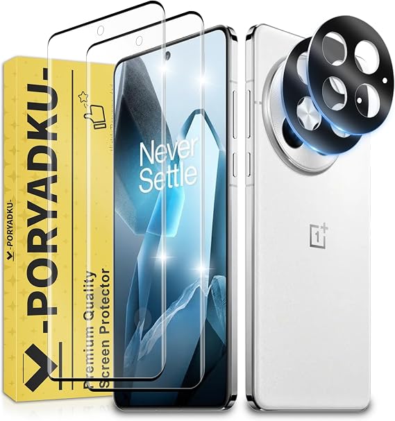 V-PORYADKU Screen Protector for OnePlus 13 5G, Tempered Glass Film 2 Pieces+ Camera Lens Protector 2 Pieces, 9H Hardness, Anti-Fingerprint, HD Clear, Bubble-Free, Anti-Scratch