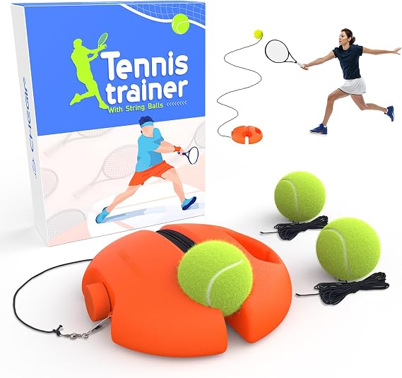 Tennis Trainer Rebound Ball with 3 String Balls, Solo Tennis Training Equipment, Portable Tennis Training Tool, Tennis Rebounder Kit,Suitable for Beginners Sport Exercise