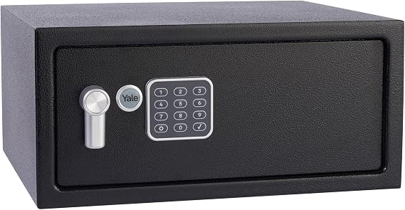 Yale Electronic Safe with Alarm YLC/200/DB2 24L Black - 3-6 Digit PIN Code Mastercode Double Bolt Locking Includes 2 Keys Ideal for Laptop Hotel & Home
