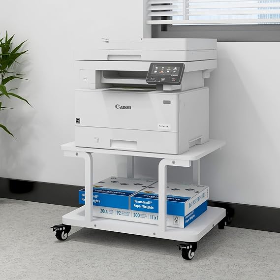 Puncia 2-Level Printer Stand with Wheels 60 x 50 cm White