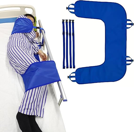 Slide Sheets for Moving Patients on Bed,80×110cm Slide Sheet with Handles Sliding Sheets for Bed Mobility with Storage Bag Patient Elderly Transfer Slide Sheet for Hospitals, Home Care (Royal Blue-C)