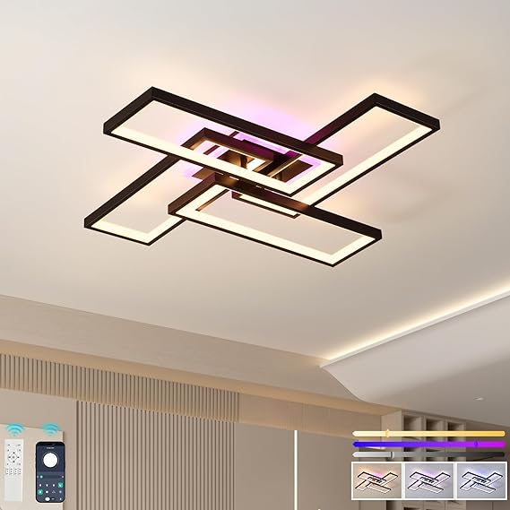 LED Ceiling Light 50W Dimmable Flush Ceiling Light with Remote [Energy Class E]