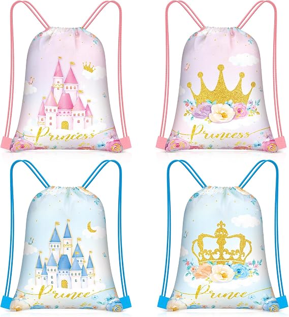Censen 24 Pcs Princess Prince Drawstring Bags Goodie Gift Party Favor