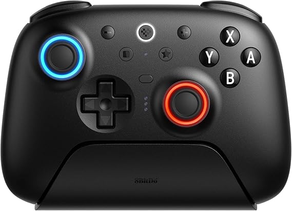 8BitDo Ultimate 2 Bluetooth コントローラー Switch & Windows PC 用、TMR ジョイスティック付き Switch Pro コントローラー、切り替え可能なホール効果/触覚トリガー、振動とモーションコントロール、RGB ファイヤーリング（Black）
