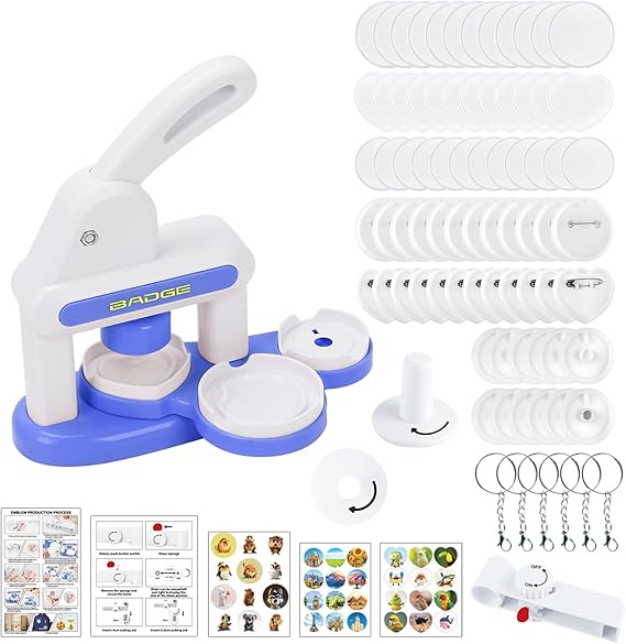 Badge Maker Machine, Badge Machine Badges Button Maker Machine, Badge Press Machine Abs Pin Maker Machine, Pin Badge Machine for DIY Gifts and Craft(Blue)