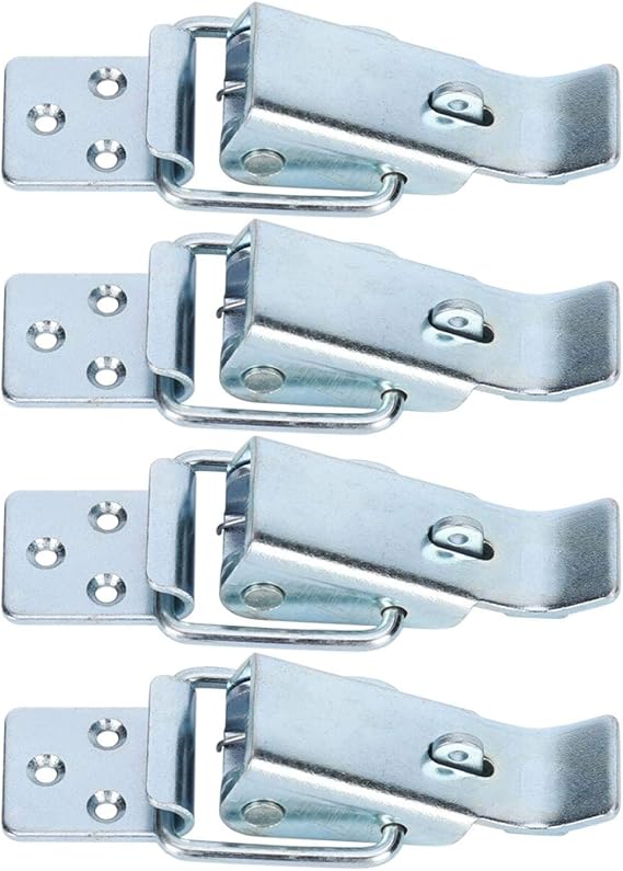 4 Pack Stainless Steel Tension Clasp Lever Clasp Spring Toggle Latch Hasp Catch Clamp Clip Cap Lock for Toolbox Drawer Chest Case Cabinet