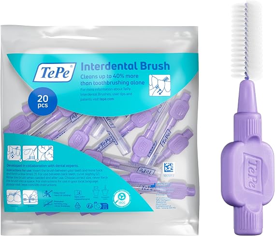 TePe Interdental Brush, Extra Soft, Purple, 1.1mm/ISO 6, 20pcs